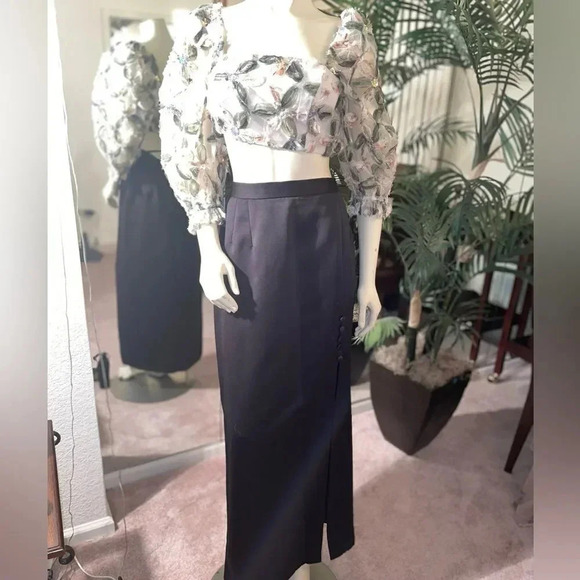 - PLUS SIZE ALEX EVENINGS BLACK FRONTSPLIT SKIRT ZIP & ELASTICBACK SIZE 16 - Picture 9 of 16